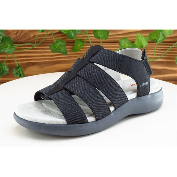 JSport Sz 6‎ M Black Gladiator Fabric Women Sandals - Picture 1 of 8